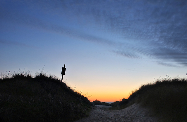Our hike back over the dunes to our campsite. Still a slight glow in the sky!