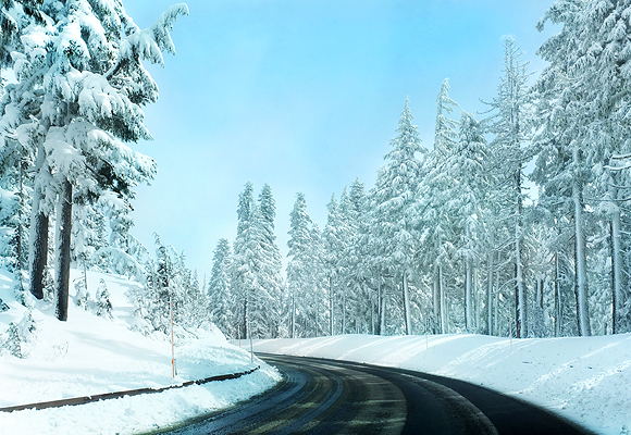 Road up to Timberline, just a few miles from where we were camping. The change in elevation on the mountain makes for some very drastic weather varieties.