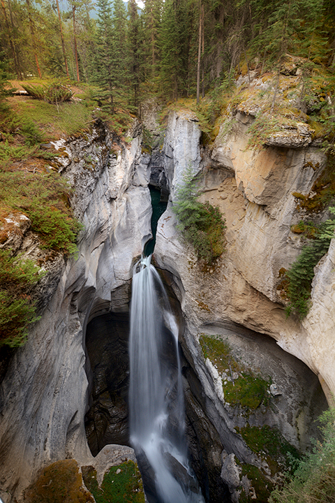 Waterfall in the slot canyon